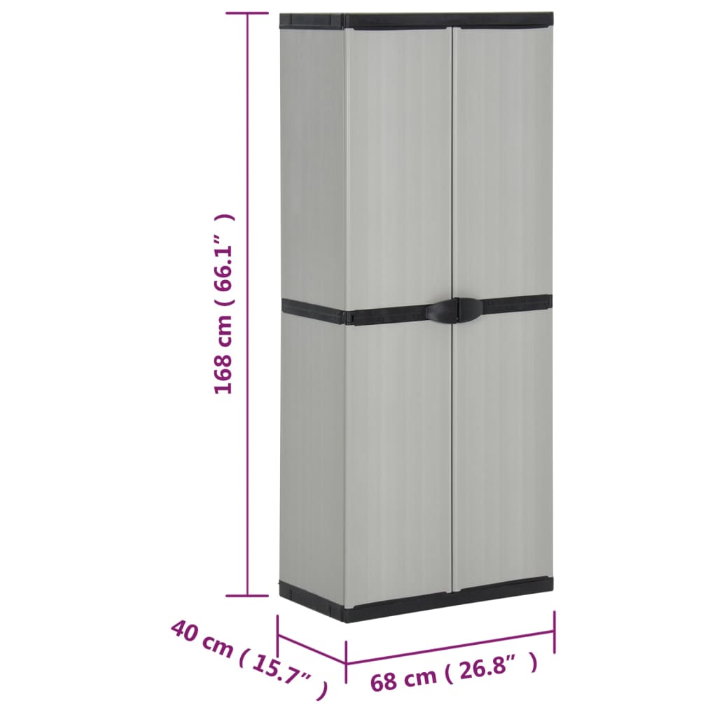 Garden Storage Cabinet with 3 Shelves Grey&Black 68x40x168 cm